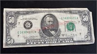 1969 C $50 dollar bill US currency note
