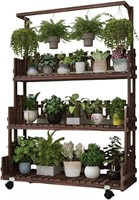 Rustic Plant Stand With Wheels Rolling Plant Shelv