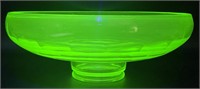 Uranium Depression Glass Centerpiece Bowl, 1' x