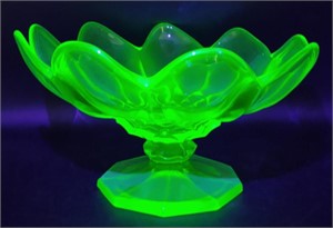Uranium Depression Glass Centerpiece Pedestal
