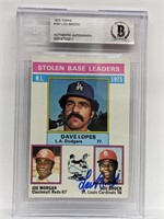 1976 Topps #197 Lou Brock AUTO  Beckett Authentic