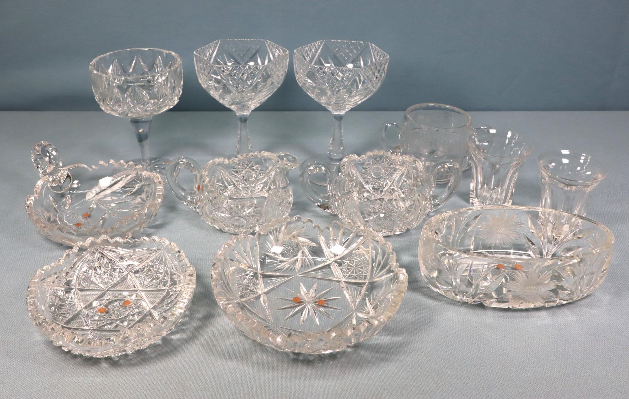 12pc. Signed American Brilliant Cut Glass