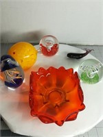 Art Glass Lot, Paperweights, Blown Glass,
