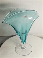 Handmade Blenko Light Aquamarine Vase