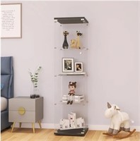 Glass Display Cabinet 4-Shelf with Door and L