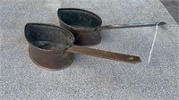 Pair of Copper Cooking Pans with Handles