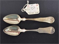 Two coin silver teaspoons,E.D Kinsey Newport