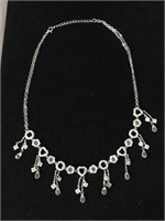 STERLING AND CZ CHARM NECKLACE;