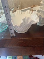 Hobnail fluted milk glass bowl