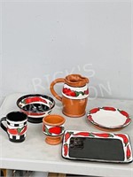 6pc- Alberta pottery hand painted- chili peppers