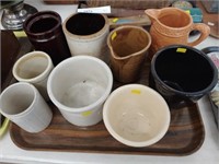 Stoneware Storage Crocks and Juice Pitcher