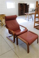 Leather Vinyl chair with Ottoman
