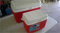 two Rubbermaid coolers