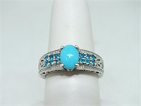 STERLING SILVER TURQOUISE AND APATITE RING