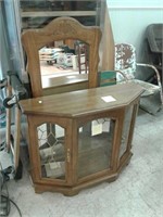 Wood entryway table / cabinet with mirror and