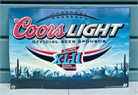 LARGE SUPER BOWL 42 COORS LIGHT BEER METAL SIGN