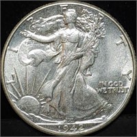 1942 Walking Liberty Silver Half Dollar Gem BU