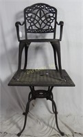 30" Sq. Wrought Iron Patio Umbrella Table W Chair