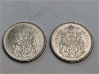 1966/65 CAD HALF DOLLARS