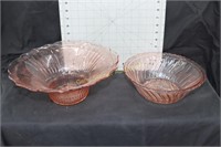 Pink Depression- 2 Large Bowls