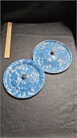 2 Blue & White Swirl Granite Lids