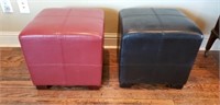 Lot of 2 Leather Style Ottomans Footstool