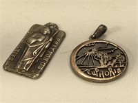 Sterling Silver pendants - Peace Sign & Saint