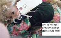 vintage doll, lays on tummy, unmarked