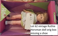vintage Ruthie HORSMAN doll missing a shoe
