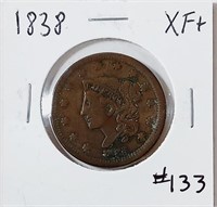1838  Large Cent   XF