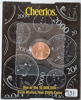 2000  Cheerios  Lincoln Cent  Unc Very collectible