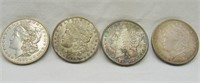 4 Morgan "O" Mint Dollars  1880, 1891 1898 & 1904