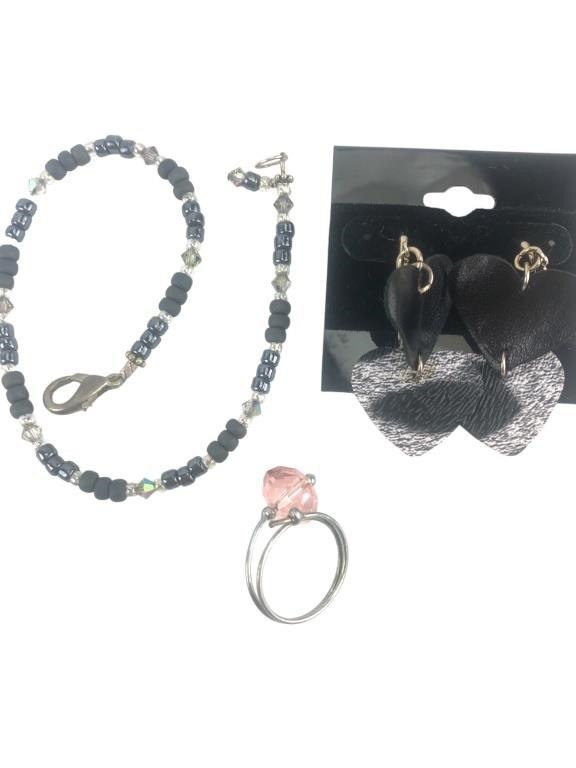 Costume Jewelry Lot Ankle Bracelet Ring & Earrings