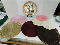 Hand Painted Platter, beaded mats