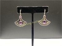 STERLING SILVER AND 22K ACCENTED AMETHYST EARRINGS