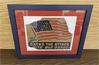 WWll Era War Bond Framed Poster, Marked Trader