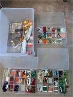 3 CASES OF EMBROIDERY GLOSS, STENCILS, DRAWER NOT