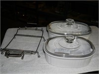 Corning Ware French White Covered Casseroles &