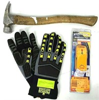 Hammer, XL Work Gloves & Stud Sensor