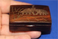 A Brass Inlaid Wooden Trinket Box