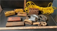 STRAPS, SHARPENING STONES, ROPE AND ETC