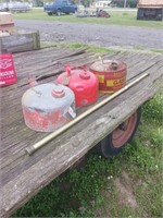 3 2.5 GAL GAS CANS & SHOWER ROD