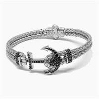 Sterling Silver- Anchor Crystal Bracelet