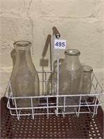 MILK BOTTLES AND BASKET