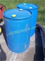 2 Blue Poly 55 gallon Drums / Barrels