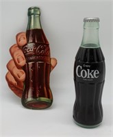 2 pcs- Coca Cola Cardboard Ad & Bottle Radio