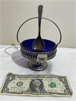 Vintage Condiment Server with Cobalt Blue Bowl