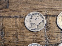 9 Coin Lot. 7 Mercury dimes 1926 (2), 1935, 1942,