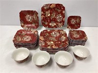 Floral China Set with Square Plates