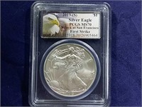 2013-S SILVER EAGLE PCGS MS70 STRUCK AT